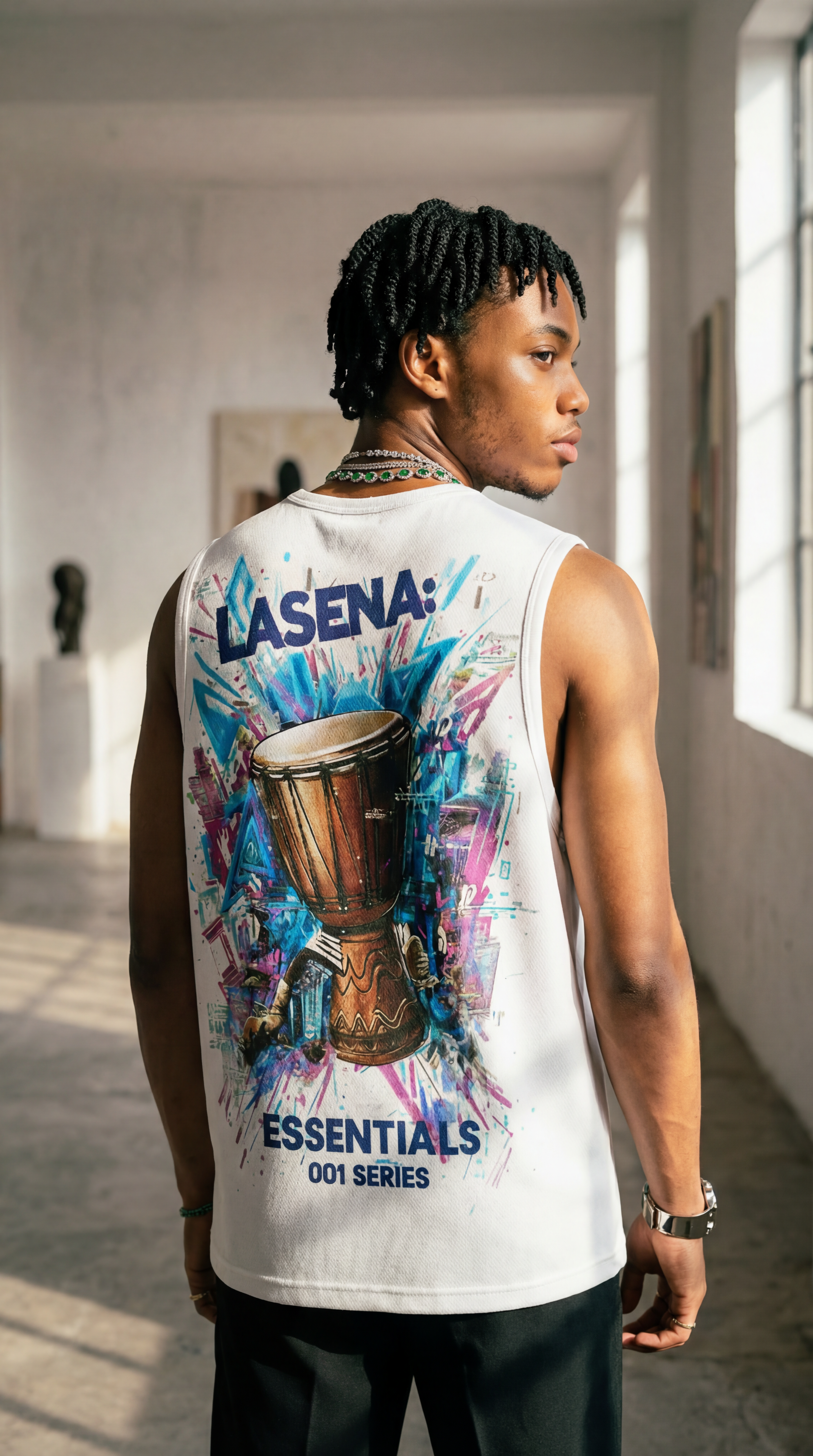 The Gidi Pulse - 001 Series | Lasena Signature Gangan (Talking Drum) Sleeveless Tees